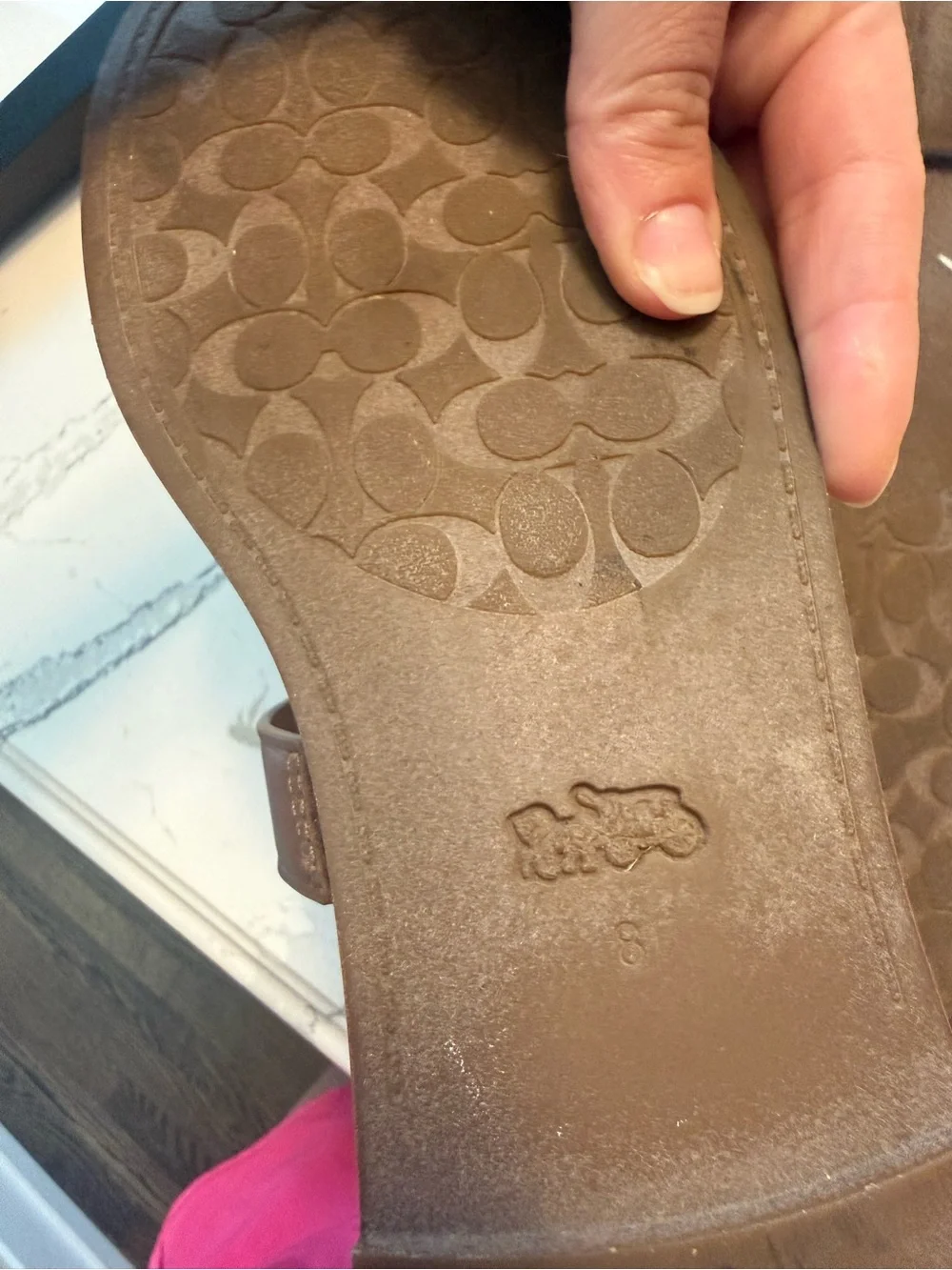 COACH Harlan Signature Canvas Leather Slide Sandals